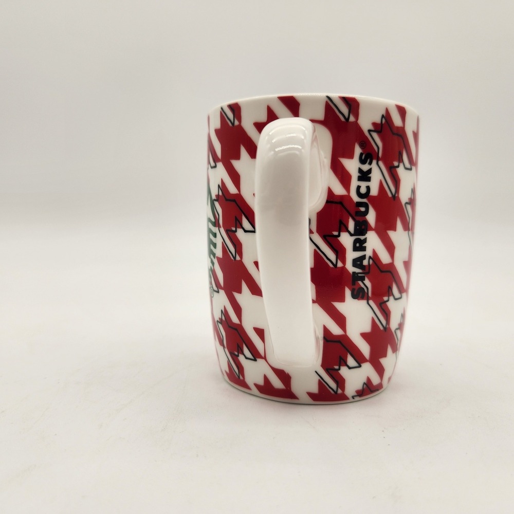 Starbucks Mermaid 2017 Houndstooth Mug Red White Green Logo 10 oz Ceramic - Picture 3 of 7